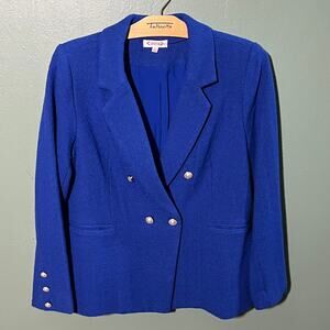 Nanette Lepore Cobalt Blue Double-Breasted Blazer, Size 14, Good Condition